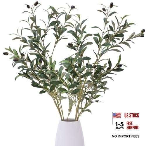 39 Inch Artificial Olive Branch Greenery Stems Fake Plants withLeaves for 2