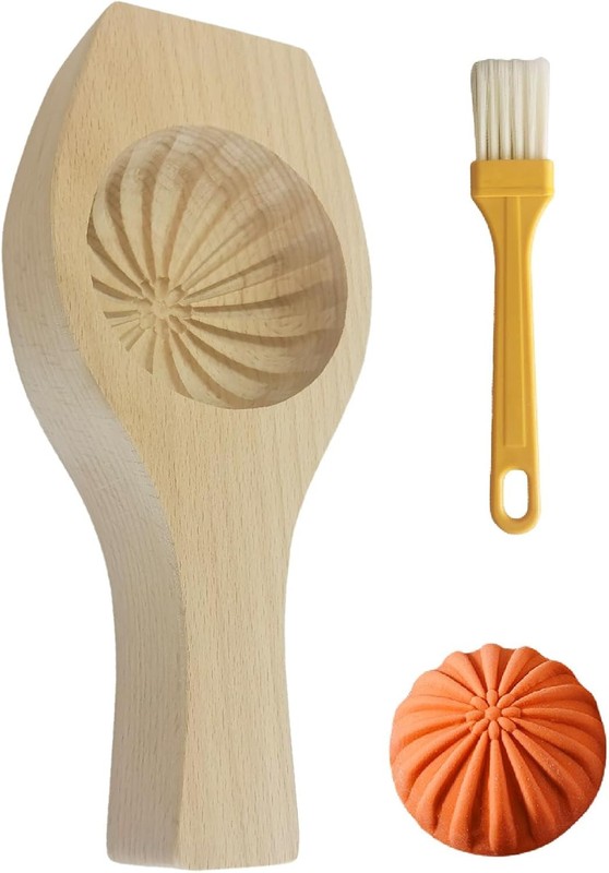 Diy Steamed Bun,Wooden Moon Cake Flower Shape Cookie Baking Siopao Molder,With B