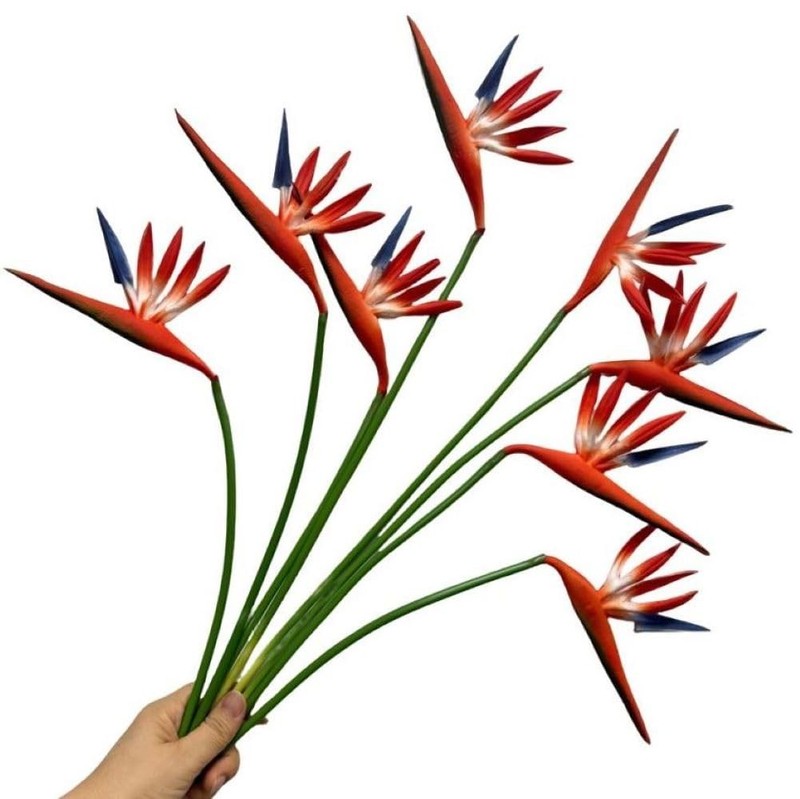 8 Pack 21-1/2 Inch Artificial Bird of 21.5 inches (height), Orange Red