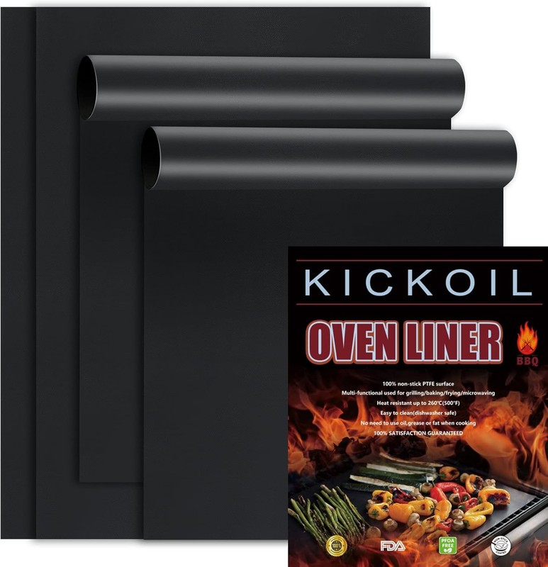 Oven Liners for Bottom of 4 16''*24'', Black 4 Pack