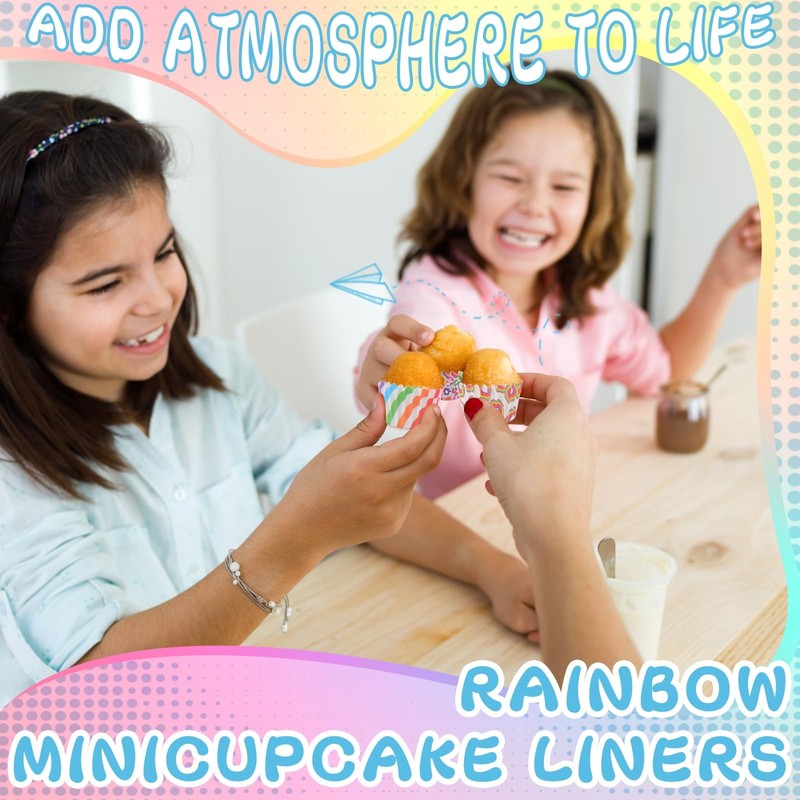 Rainbow Mini Cupcake Liners Muffin Baking Cups Colorful Mixed 10 Styles 800 PK gallery
