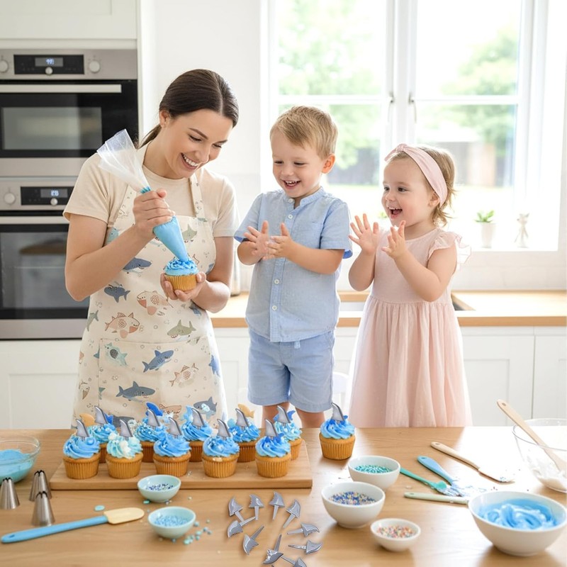 36 Pcs Shark Fin Cupcake Toppers Shark Fin Cake Toppers Picks for Ocean Animals gallery