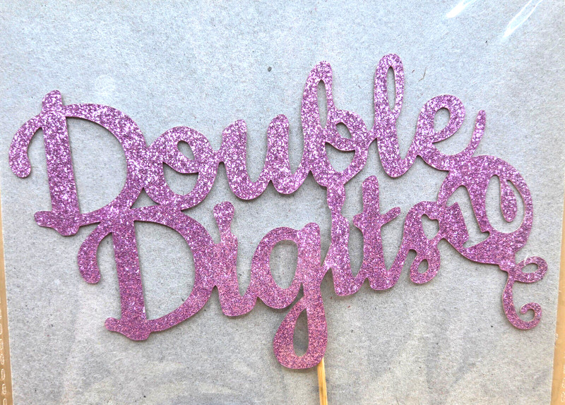 Pink Glitter DOUBLE DIGITS 10th Birthday CAKE TOPPER, BRAND NEW gallery