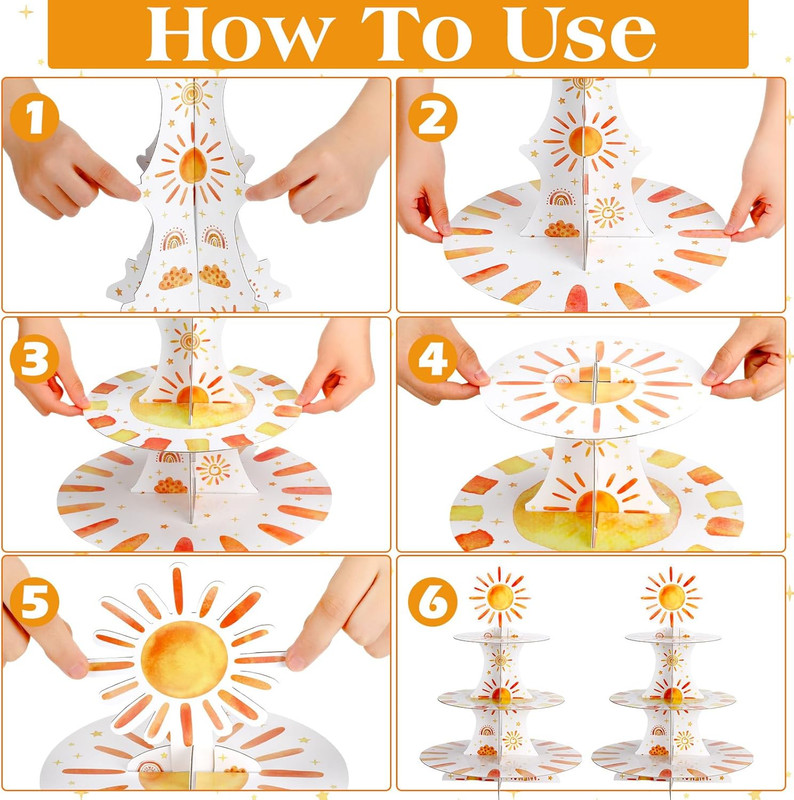 2 Set 3 Tier First Trip around the Sun Cardboard Cupcake Stand for 24 Sunshine C gallery
