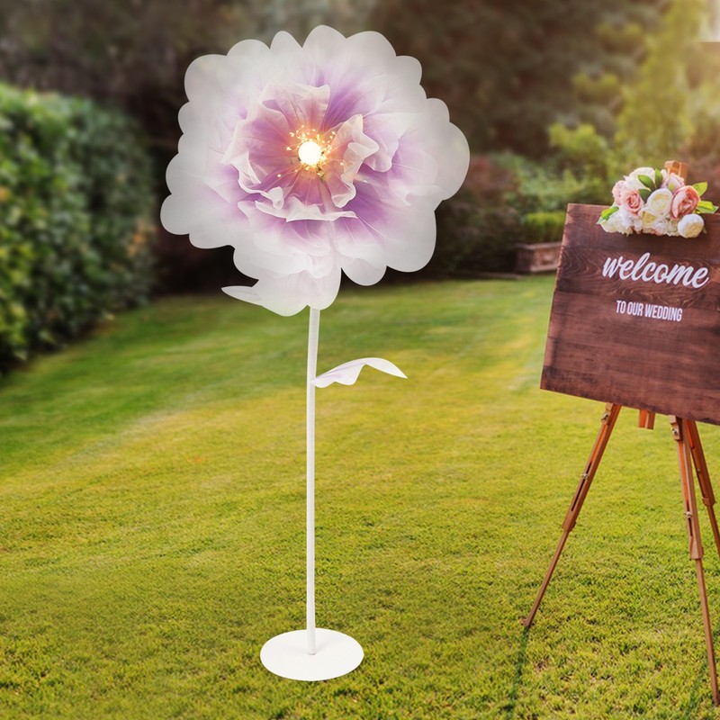 Large Electric Auto-Open Artificial Flower Decoration, Floral Decor with Light