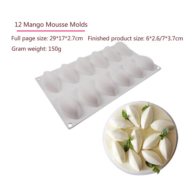 12 Cavity Silicone Cake Fondant Mold Form Quenelle Shaped Mould Mousse Cak.82 gallery