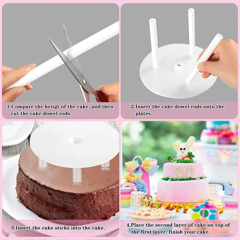 Smiley Cake Dowel Rods Set with Separator Plates for Tiered Cakes, 28 Pcs gallery