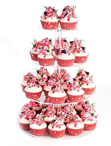 4 Tier Round Acrylic Cupcake Stand with Base, Premium Cupcake Holder, Acrylic…