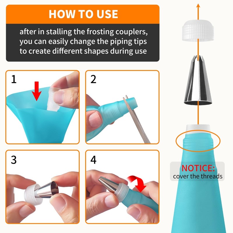 Piping Bags and Tips Set -Ultimate Cake Decorating Supplies Kit - Included 10... gallery