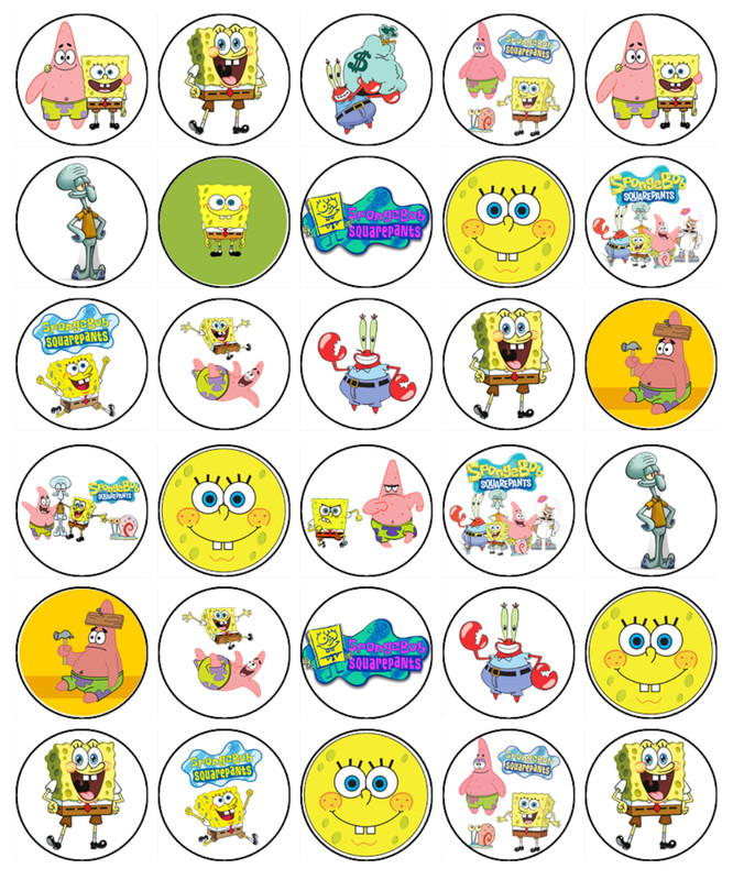 Spongebob Square Pants Cake Topper Edible Icing Birthday Cake Decorations #01 gallery