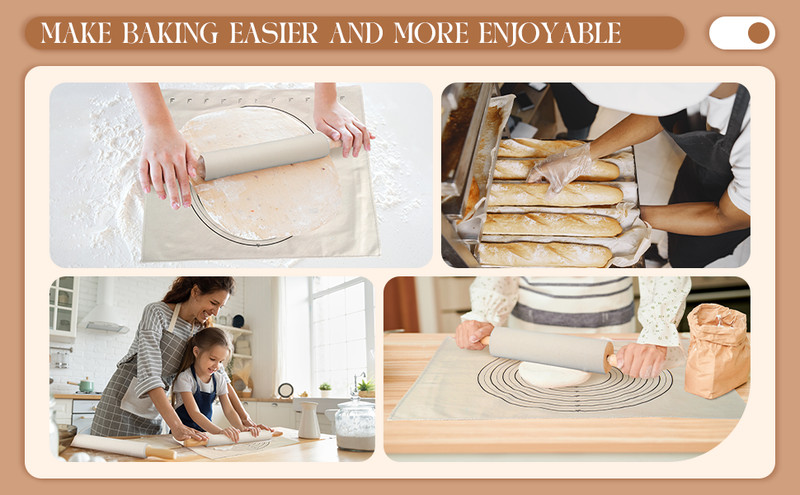Tessco 6 Pieces Pastry Cloth and Rolling Pin Cover Set Includes 2 Pcs 25 x 20 gallery