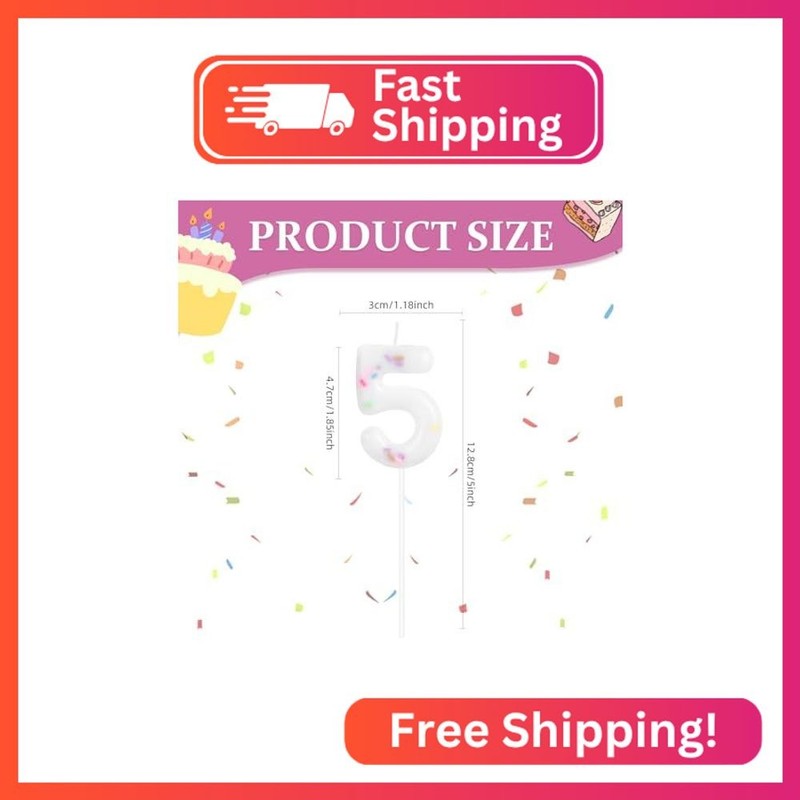 Hongplus Girls Colorful 4th Birthday Candle, Colorful Sprinkles Number 4 Candles gallery