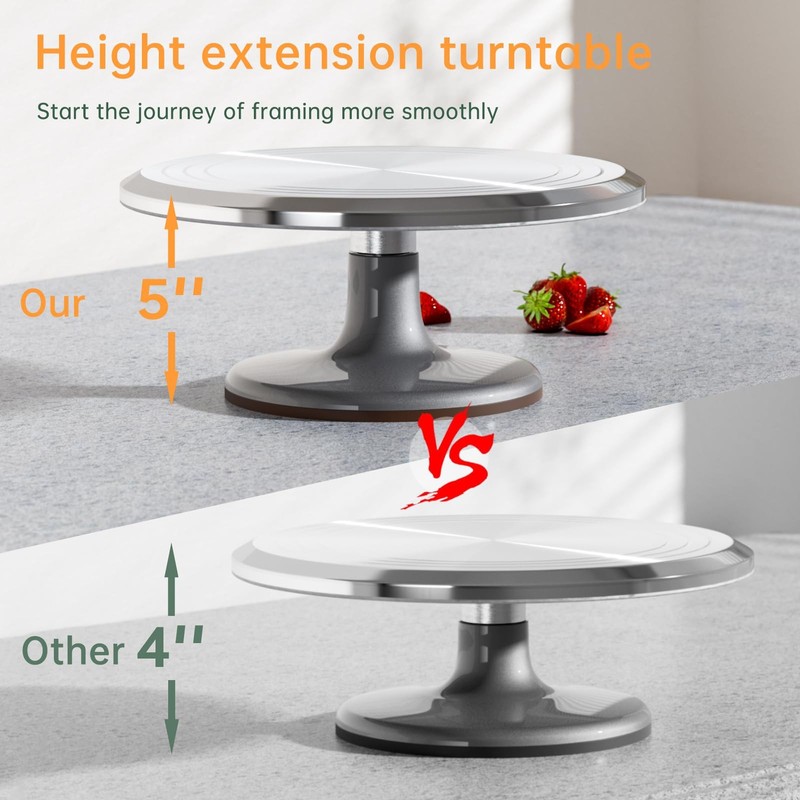 12 Inch Round Aluminum Tall Revolving Cake Decorating Stand Turntable Holder gallery