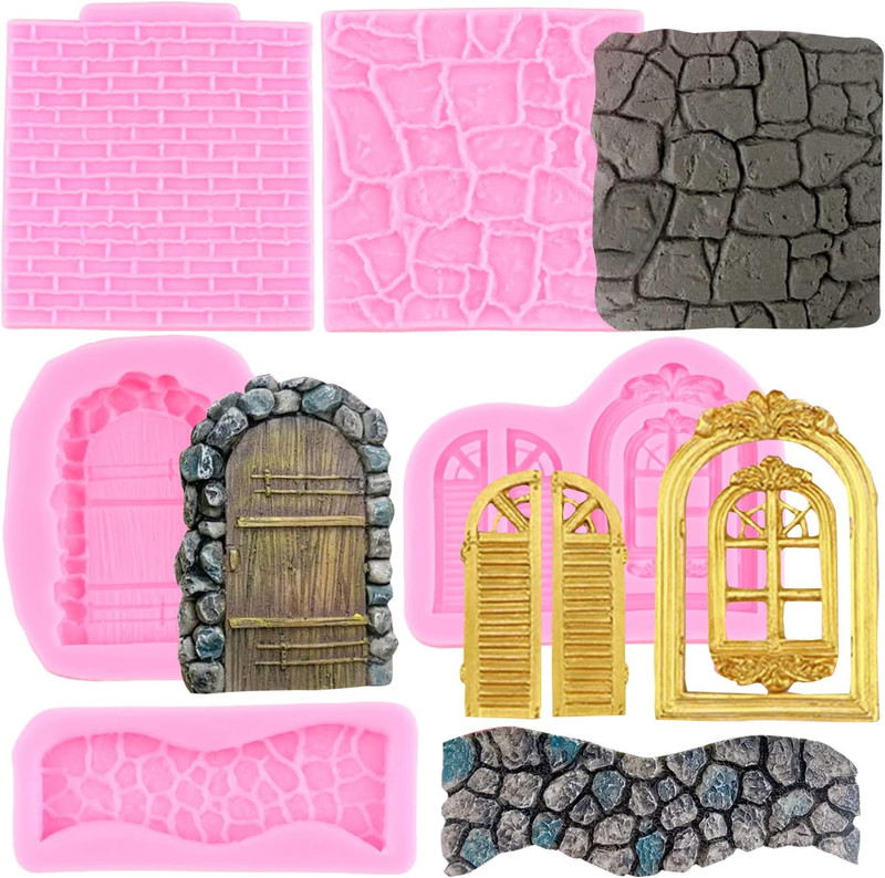Enchanted Vintage Fairy Garden Brick Wall Texture Silicone Molds Stone Texture D