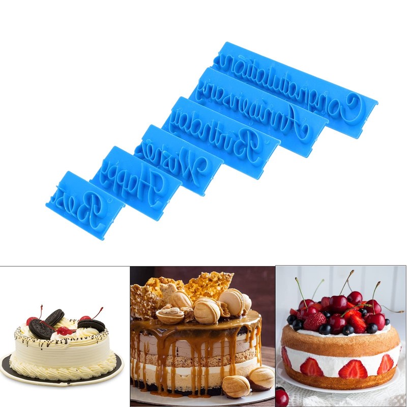 6Pcs Words Cake Mould DIY Handwritten Letter Printed Stamp Mould Bakery Suppl... gallery