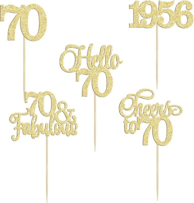 30Pcs 70th Birthday Cupcake Toppers 70 Fabulous Cupcake Picks Cheers to 70 1956 gallery