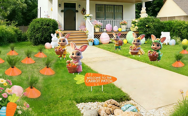 21 Set Easter Carrots and Bunny Yard Signs Decorats, Easter Eggs Wraps, gallery