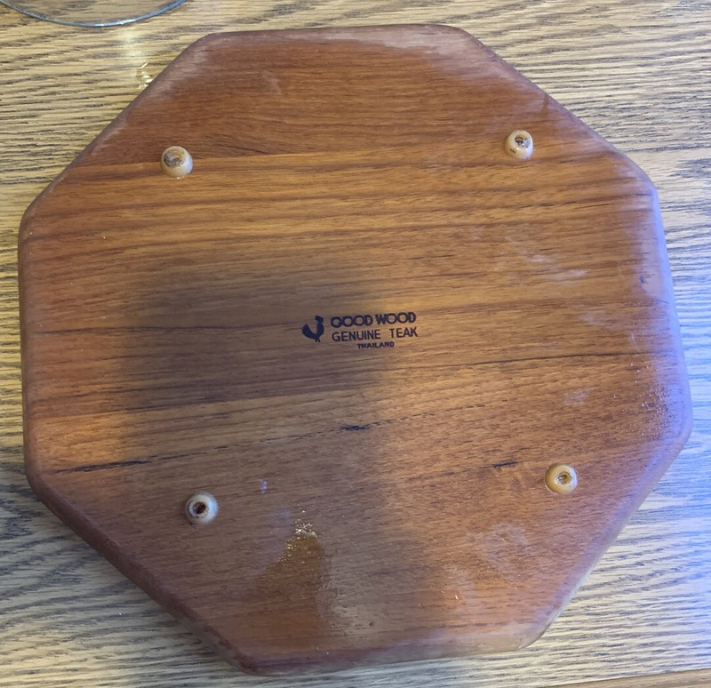 LARGE GOODWOOD TEAK GLASS DOME LID CHEESE PLATE TRAY OCTAGONAL gallery