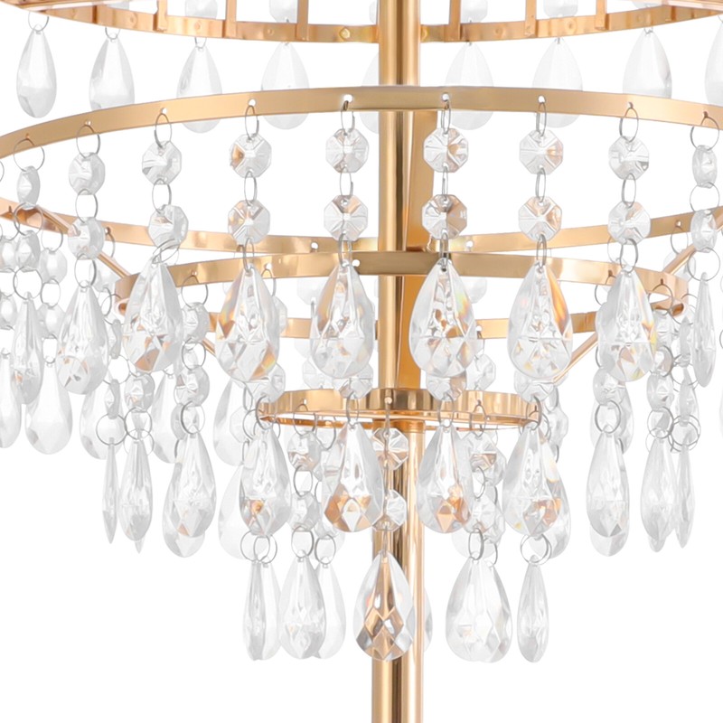 5-Tier Gold Flower Stand With Clear Acrylic & Glass Beads - Tabletop & Floor gallery
