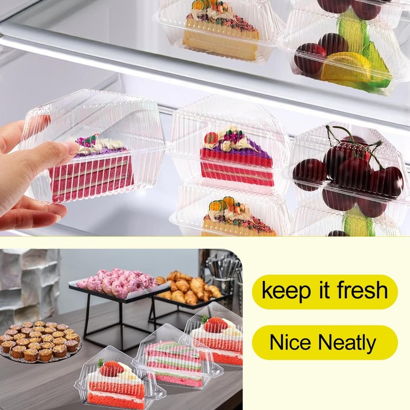 100 Pcs Cake Slice Containers with Lids, Transparent Plastic Container, Clear... gallery