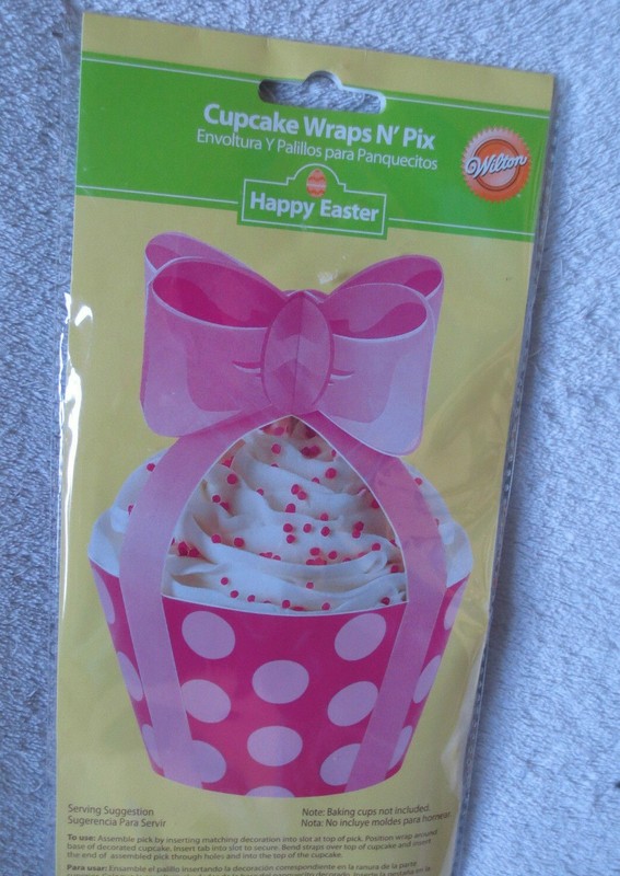 Wilton Easter Cupcake Wrap & Toppers With Dots12 Wraps New