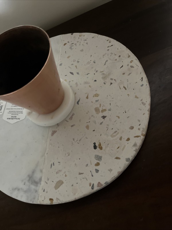 THIRSTYSTONE Pink Terrazzo White Marble Cake Stand NM796-MCY Copper Display gallery
