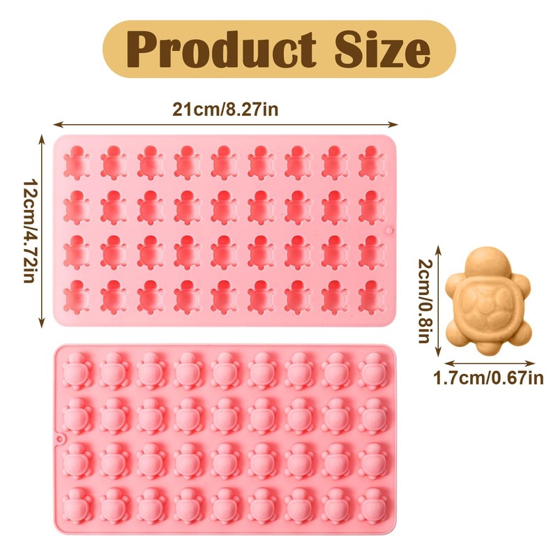 2 Pcs Mini Turtle Silicone Mold for Chocolate Small Candy Gummy Molds Tortois... gallery