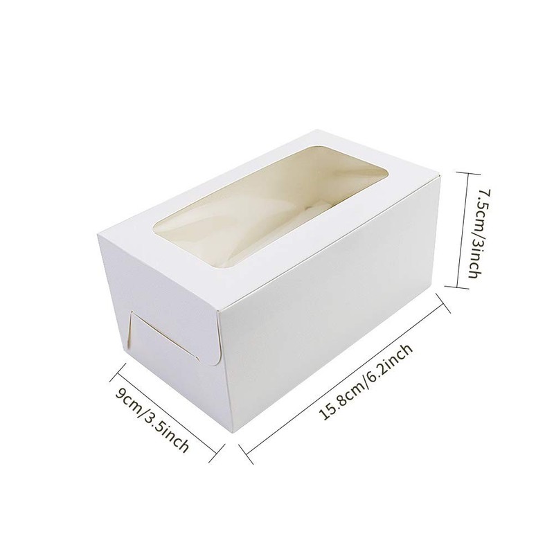 50 Pack White Paper Cupcake Boxes, 6.3x3.5x3, PVC Window, 2 Treat Holder gallery