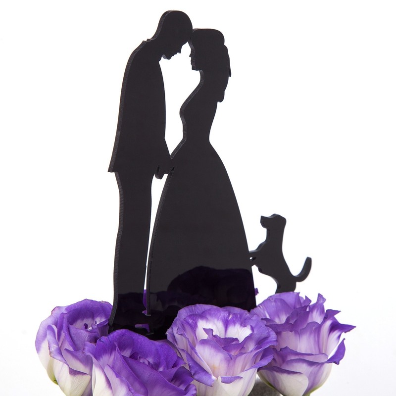 LOVENJOY Wedding Anniversary Cake Topper Bride and Groom with a Dog in Gift B... gallery