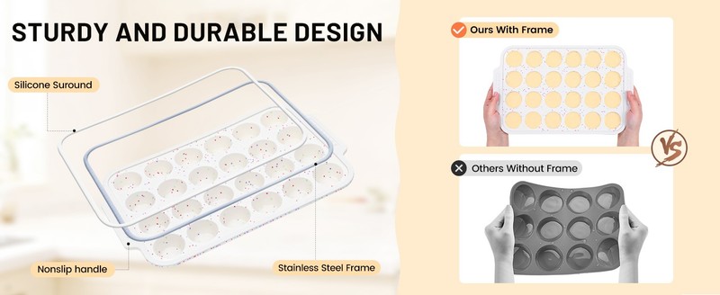 2-Pack Silicone Muffin Pan for Baking with Metal Reinforced Frame, 12 Cups gallery
