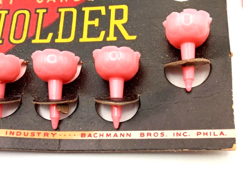 Vintage Pink Birthday Candle Holders ~ Cardboard Packaging Included gallery