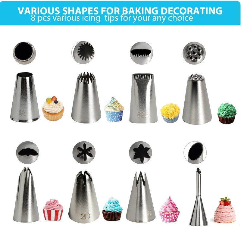 2 PCS 16 Inch Reusable Cotton Piping Bag 8 Tip Set Cake Decorating Baking Kit gallery