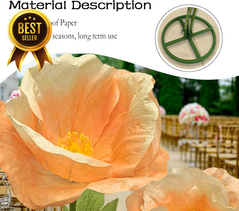 3PCS Giant Artificial Flowers 80" Waterproof Adjustable Faux Decor Set gallery