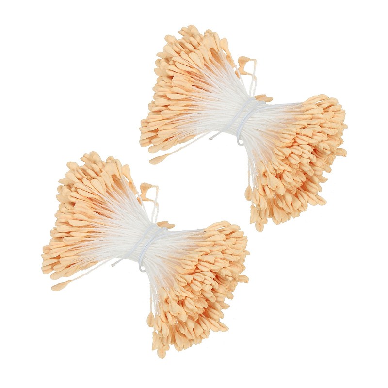 2.5mm Double Heads Flower Stamen, 680 Pcs Artificial Flower Stamen Pistil, Beige
