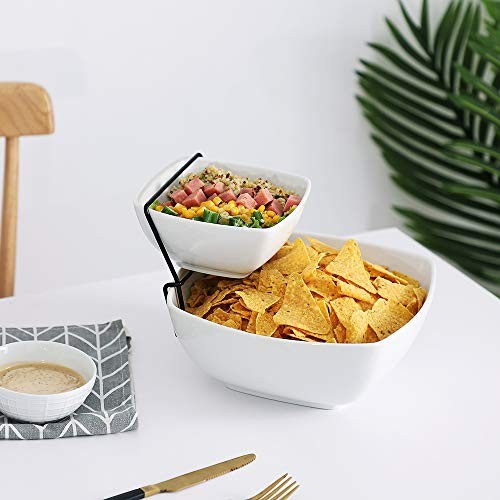 Chip and Dip Serving Set, 2 Tier Chip and Dip Bowls with Stand, Tiered gallery