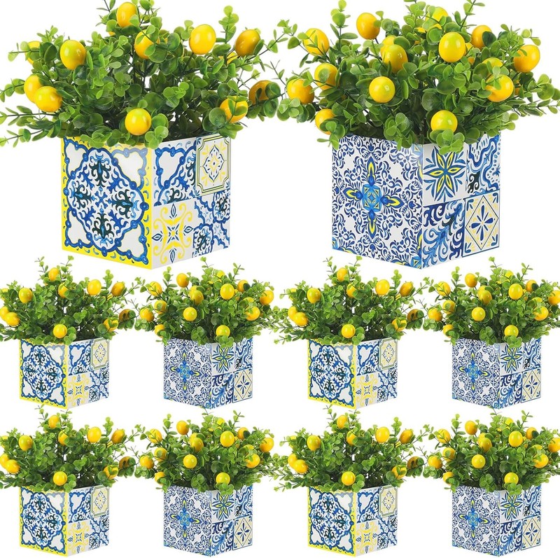 Blue Tiles Lemon Table Centerpiece Decor alfi Coast Box