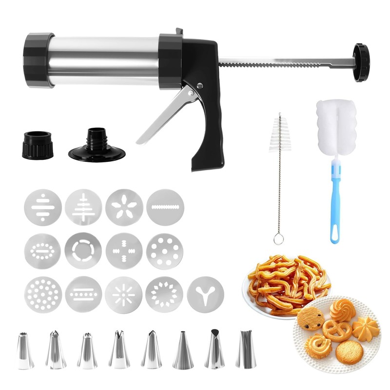 Stainless Steel Cookies Press Set, Churro Maker Machine, Cookie Press Kit wit…