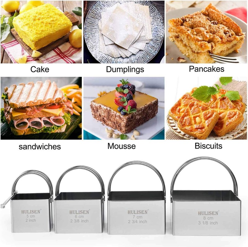 Square Biscuit Cutter Set (4 Pieces/Set), Stainless Steel Cookies Cutter with Ha gallery
