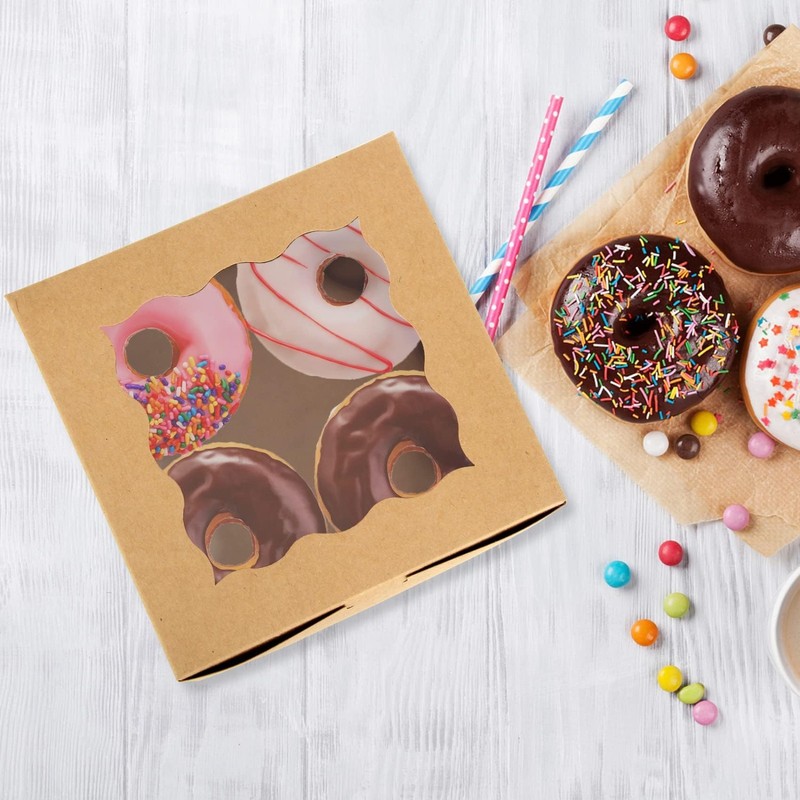 60 Pcs Bakery Boxes with Window - 6x6x3 Kraft Cookie & Pastry Boxes for Treats gallery