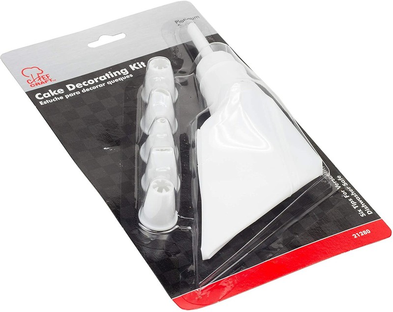 New – Chef Craft Select Plastic 6-Tip Cake Decorating Kit, 6 piece set, White