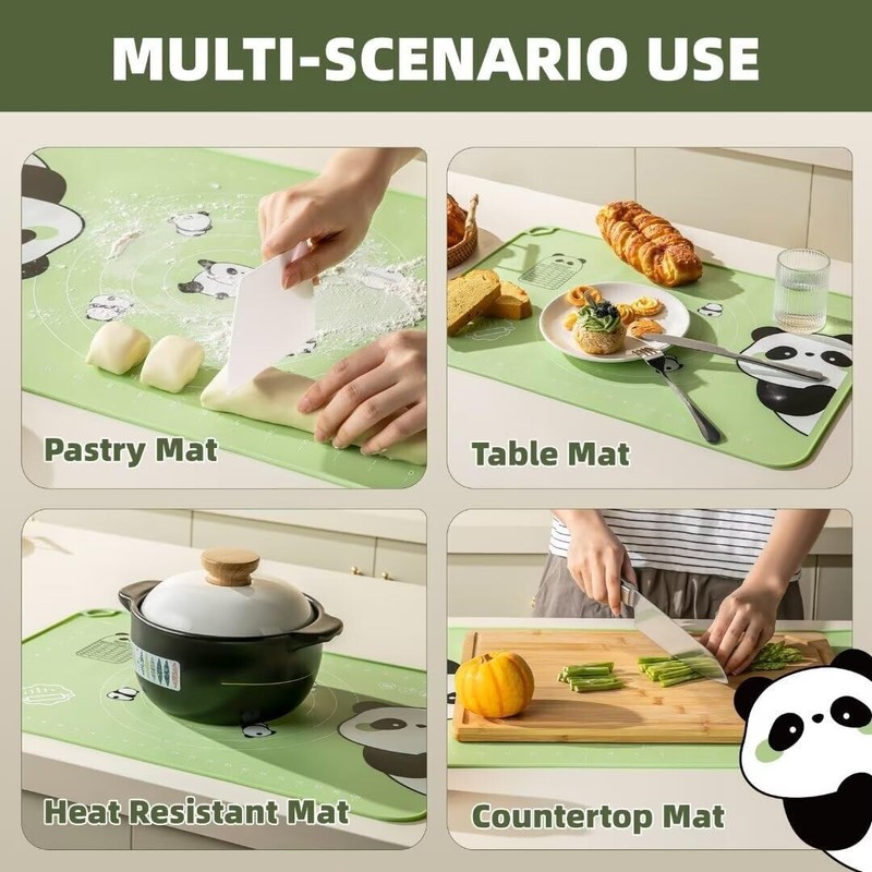 Silicone Baking Mat with Measurements, Extra Thick Dough Rolling Mat and Green gallery