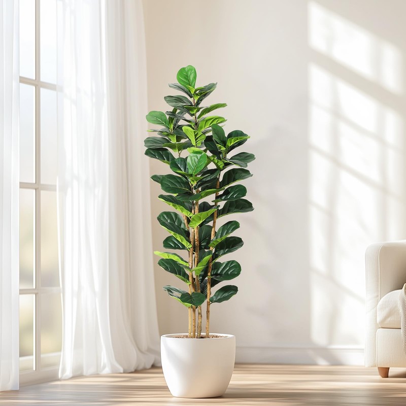 Garvee Artificial Fiddle Leaf Fig Tree White Planter 6 Ft Tall Fake Plant gallery