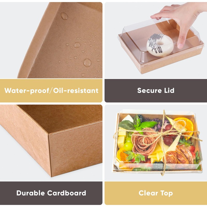 50 Pack Disposable Charcuterie Boxes with Clear Lids 7x5 Inches gallery
