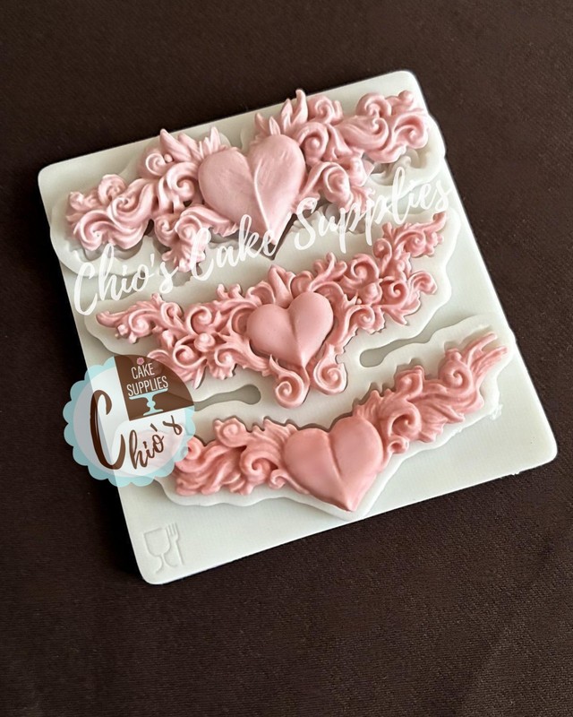 Baroque Heart Border Silicone Mold, 3 designs