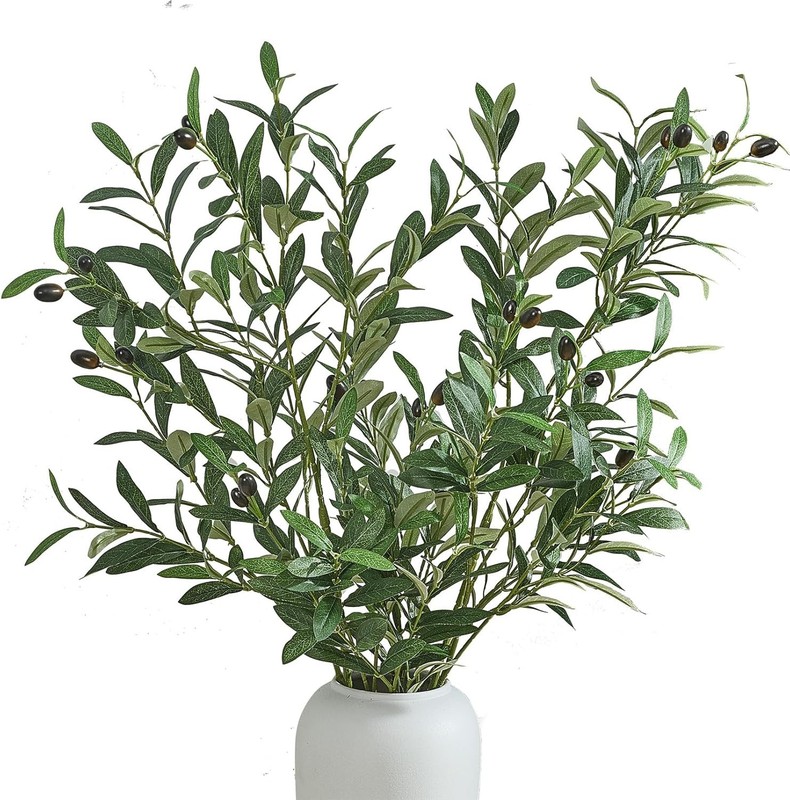2 PCS 39 Inch Faux Olive es Artificial Flowers Greenery Stems Olive