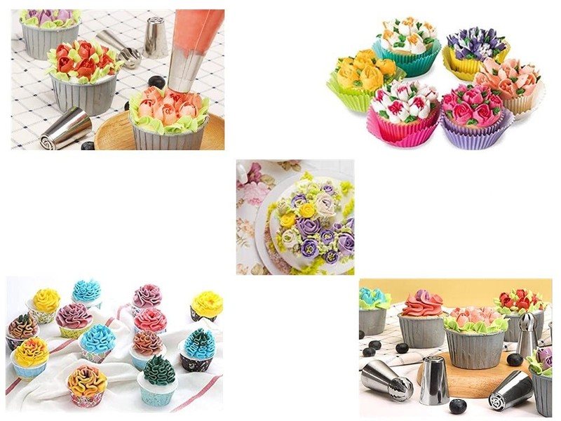9pcs Russian Piping Tips Baking Supplies Set for Cake/Cupcake, Decorating Bir... gallery