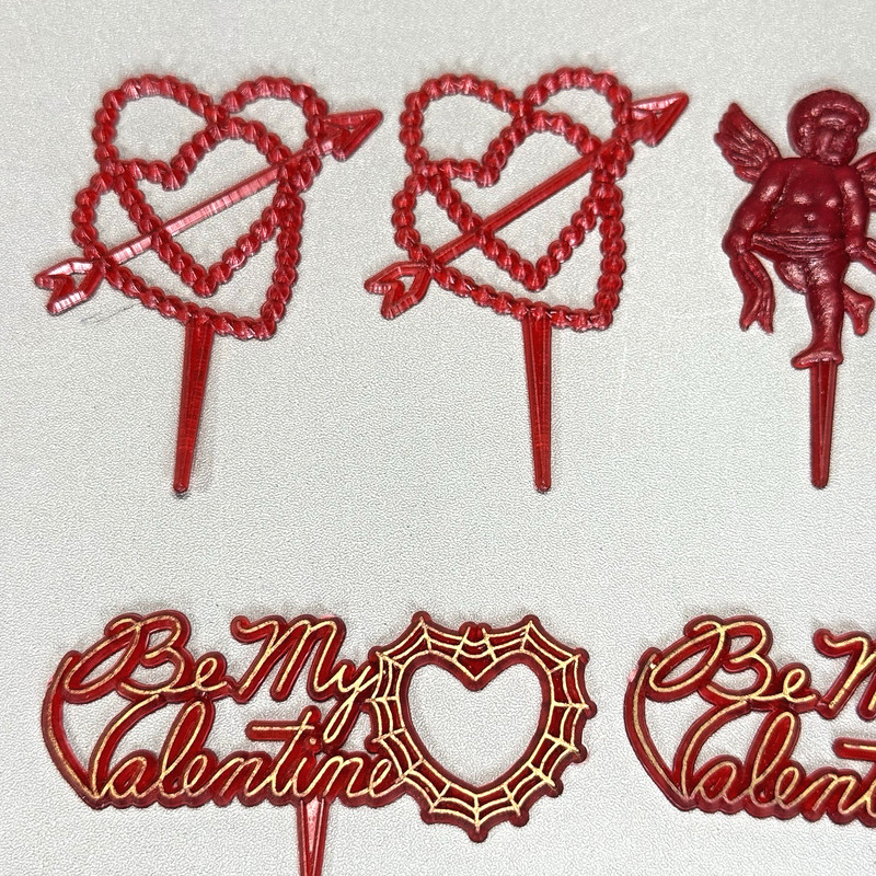 10 Vintage Valentines Day Cupcake Picks Decorations 1970s Made in Hong Kong gallery