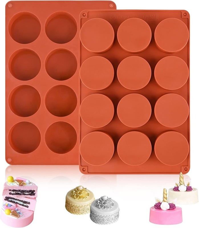 2 Pack Round Chocolate Cookie Molds, 12 Cavity 2.1" Cylinder Silicone Mold fo... gallery