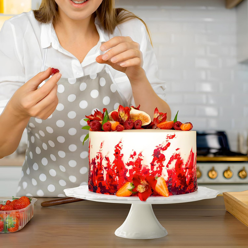 10 Inch White Ceramic Cake Stand (Holds 10 Inch Cake), Decorative Cupcake Stand, gallery