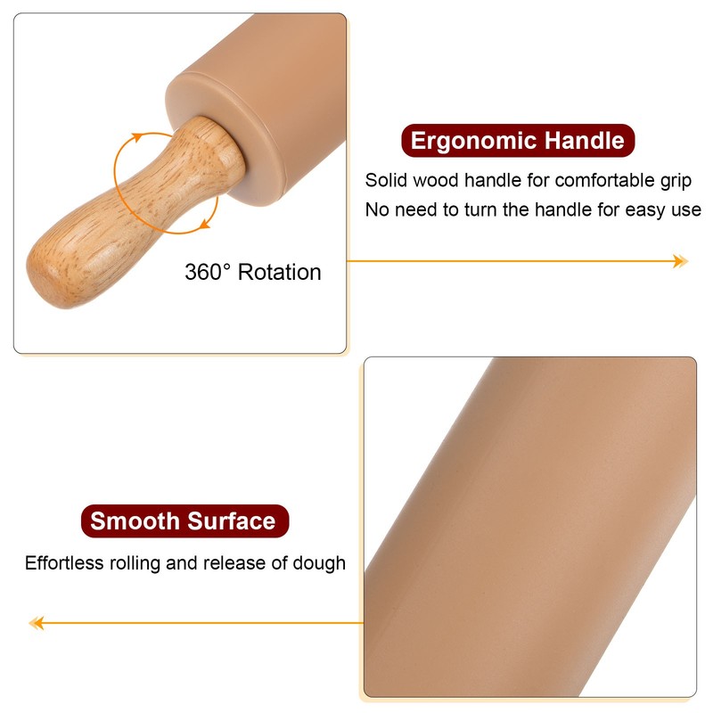 2pcs Silicone Rolling Pins for Baking 31cm x 4.2cm, Brown gallery